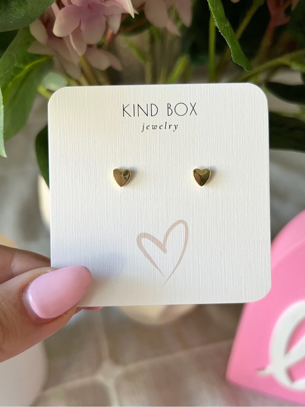 14K Plated Gold Heart Stud Earrings